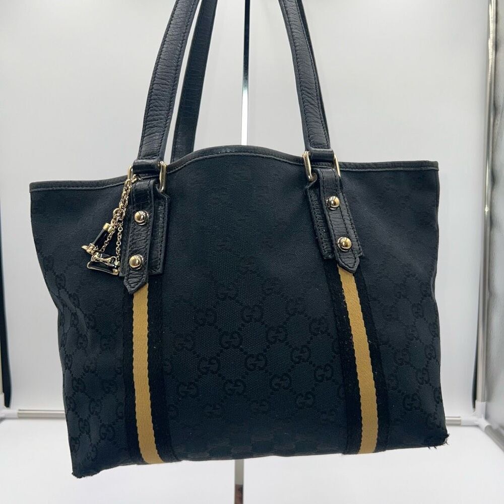 Gucci Vintage Jolicoeur GG Monogram Canvas Medium Tote Black
